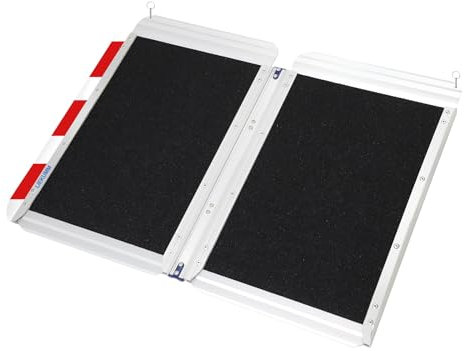 LIEKUMM Rollstuhlrampe 77 cm Breite, 300 kg Kapazität Rollstuhlrampe Klappbar, 61 cm Aluminium Rollstuhlrampe für Treppen, Stufen, Bordsteine, Schwellenrampe für Elektro-Rollstuhl, Kinderwagen