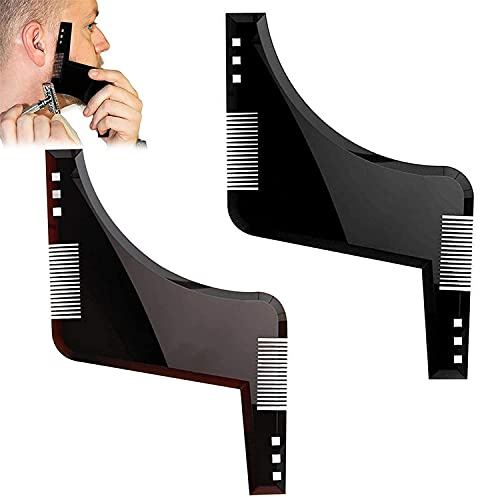 LATRAT 2 Stück Mit Bartkamm, Bart styling rasierer,Bart-Schablone, Kontur Bartlinie Für Styling Mit Trimmer Rasierer Oder Clippers Perfekte Geschenk Mann