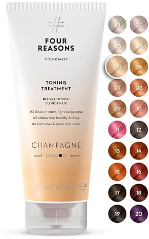 FOUR REASONS Color Mask, Champagne Blonde (27 Colors) – Hair Gloss & Color Depositing Conditioner – Semi Permanent Hair Toner for Color-Treated Hair Color For Women – Vegan & Cruelty-Free – 6.76 fl oz