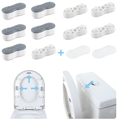 Paraurti per sedile WC con 2 altezze a scelta, forte autoadesivo, universale, 5 per coperchio WC, 2 per serbatoio WC (arachide, bianco/grigio)