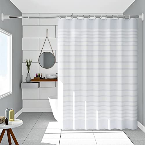 Whoiy Duschvorhang Weiß, Duschvorhang 300X200 XXL Peva Gestreift Weiß Anti Schimmel Duschrollo Waschbar für Heim Schlafsäle