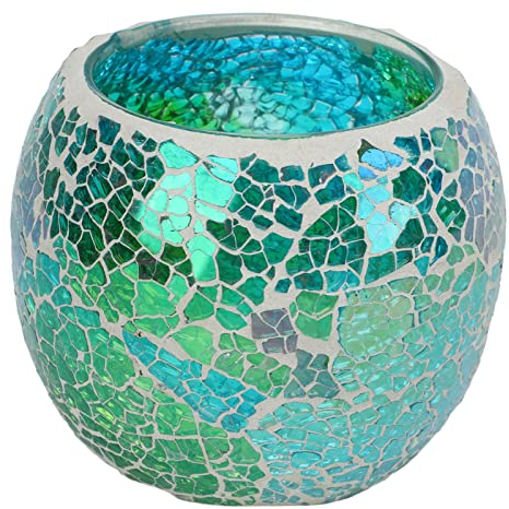 MISNOde - Portavelas de Cristal de Mosaico, Portavelas de Té Verde, Cuenco para Velas de Cristal de Mosaico, Soporte para Velas Aromáticas para Centros de Mesa de Boda, Fiesta, Hogar, Decoración de Me