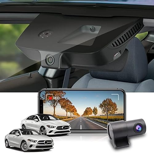 Fitcamx Dashcam Auto Vorne Hinten Kompatibel mit Mercedez-Benz A Class A220 2012-2023 W176 W177 & CLA 250 2014-2023 C117 C118 (HD2-5818), OEM Dashcam 4K 2160P+1080P UHD WiFi, G-Sensor, 128-GB-Karte