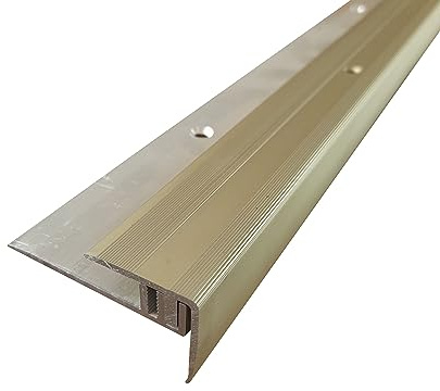 ufitec Profilsystem för parkett- och laminatgolv – för belägghöjder från 7–15 mm – många färger finns (trappkantsprofil | 100 cm lång, guldljus)