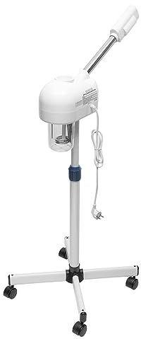 Begoniape 2 in 1 Ozon Gesichtsdampfer, Vertikaler Gesichtsdampfer mit Drehbare Düse Gesichtsdampfer Teleskopische Stange, Hautpflege Porenreiniger Schönheit Weiß