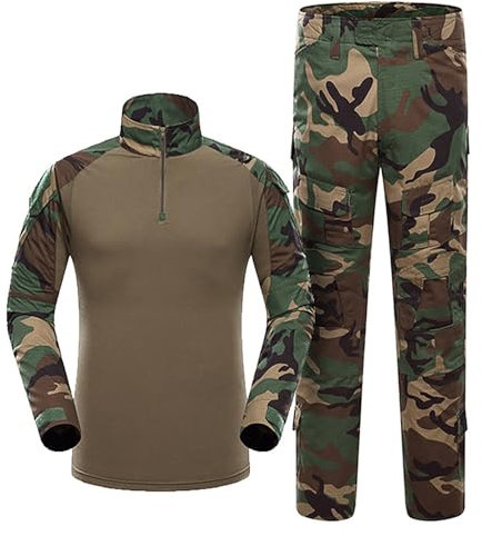 KINROCO Airsoft Paintball Tarnanzug Taktische Shirt und Hose Jagdbekleidung Herren Uniform Set Militäruniform(Size:XL,Color:Jungle Camo)