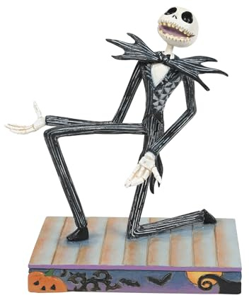 Enesco Disney Traditions by Jim Shore The Nightmare Before Christmas Jack Skellington Figurine- Stone Resin Hand Painted Crafted Disney Halloween Collectible Figurines Home Decor Statue, 4 Inch