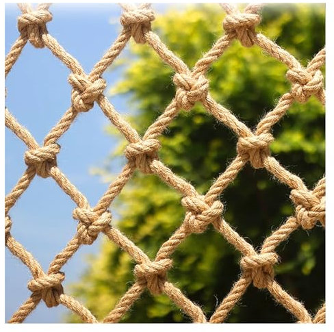 10 mm dickes Kinder-Kletternetz for den Außenbereich, Hanfseil-Sicherheitsnetz, Gartenpflanzen-Dekorationsnetz, handgewebtes LKW-Frachtnetz, Innenwand-Dekornetz, winddichtes Netz, Spielplatzzaun-Schut
