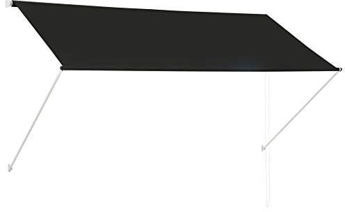 Mengtu Einziehbare Markise Windschutz Sonnenschutz Beschattung Balkonmarkise Höhenverstellbar Markise für Fenster Terrasse Balkon Garten 250×150 cm Anthrazit Garten Möbel