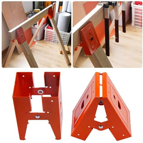 1/2 Set Steel Sawhorse Brackets,Woodworking Support Connecting Clamp,Drawer Front Installation Clamps for Woodworking,Cabinet Installation Clamps,Easy to Use(1set)