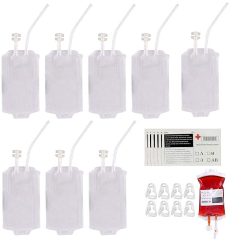 Halloween Sacchetti di Sangue per Bevande,8 Pezzi Contenitore per Bevande per Feste, Sangue Contenitore per Bevande Riutilizzabile,Sacca per Sangue per Decorazioni per Feste di Halloween