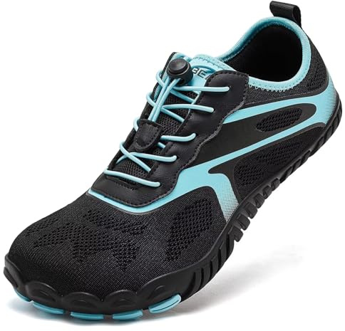 HOBIBEAR Unisex barfotaskor, trailrunning, snabbtorkande | bred tåbox | minimalistiska skor, Svart aqua, 43 EU bred