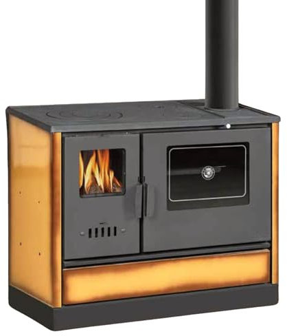 Kaminofen Holzofen Balkan Energy mit Backofen und Kochplatte, Modell 4020 - Cappuccino, 7.9kW