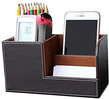 Operitacx Leder Stifteetui Multifunktionale Stiftebox Aufbewahrungsbox für Stifte Schreibwaren Organizer mit Praktischer Unterteilung Schwarz