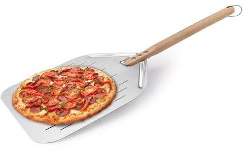 Zosenyer Pelle a Pizza en Acier Inoxydable, Pelle à Pizza 39 X30.5cm et 42,5cm Poignée en Bois Ergonomique, Spatule Pizza pour La Pizza, Les tartes, Les gaufres et Les Biscuits à La Pâte