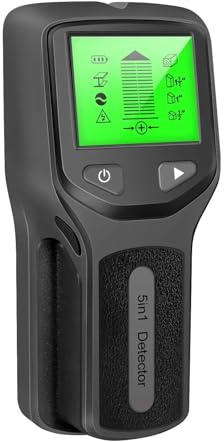 Detector de metales 5 en 1 con medición de profundidad, pantalla LCD, calibración automática, ABS negro/naranja/plateado, 152 x 62 x 28 mm, 148 g, batería de 9 V