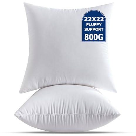 QSWRD 55 x 55 CM Kuddar Set om 2 Stor Vita Innerkuddar Dekorativa Kuddfyllning Ryggkuddeinsatser för Soffkudde Fyrkantig Kuddeinsats Inomhus Prydnadskuddar