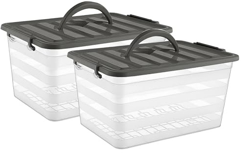 BH | 16L Plastic Storage Box with Lids and Handle | 16 Litre | 2 Pcs | Clips | Stackable | Multi-Purpose for Home, Kitchen, Stationery, Tools, Crafts Household Essentials Versatile - by BEST HOUSE