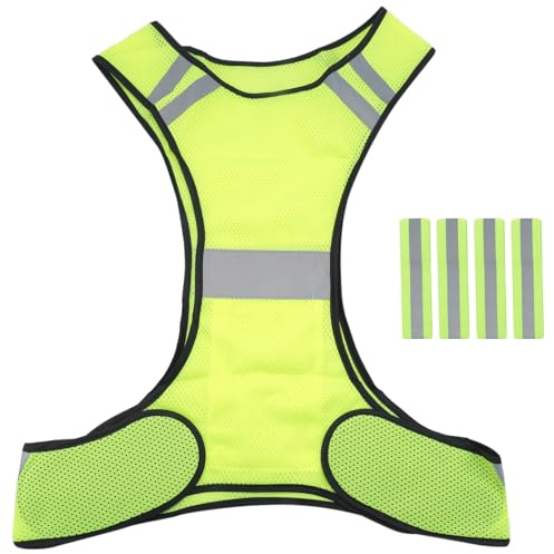 Asyduey Gilet Catarifrangente - Gilet da Bicicletta Ad Alta visibilità con Chiusura Regolabile e 4 Catarifrangenti da Jogging