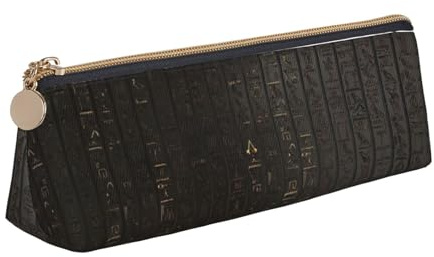 Ghjkfbf Astuccio in pelle con stampa di geroglifici dell'antico Egitto, sacchetto con cerniera per articoli di cancelleria, piccola borsa cosmetica