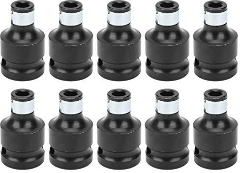 1 / 2in to 1 / 4in Socket Adapter 10Pcs | Square Head to Hex Shank Conversion Connector | Sturdy Wrench Adapter for Drill Bits/Screwdrivers/Ratchets