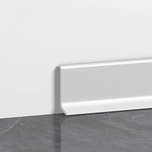 Plinthe en aluminium 125 cm 4/6/8 cm de hauteur, facile à installer et à nettoyer, plinthe en métal pour sols et murs, finition blanche princesse élégante