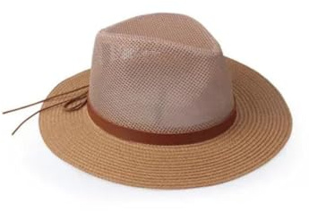 CHENWEIHAI Sonnenhut Strohhut Hut Panama Soft Shaped Straw Hat Damen Männer Mit Breitem Rand Beach Sun Cap (56 58 cm/Khaki)