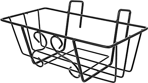 SHINEOFI Support de Jardinière en Fer Noir pour Balcon Installation Facile, à Suspendre Carrée pour Pots de Fleurs et Bonsaïs en Extérieur Jardin