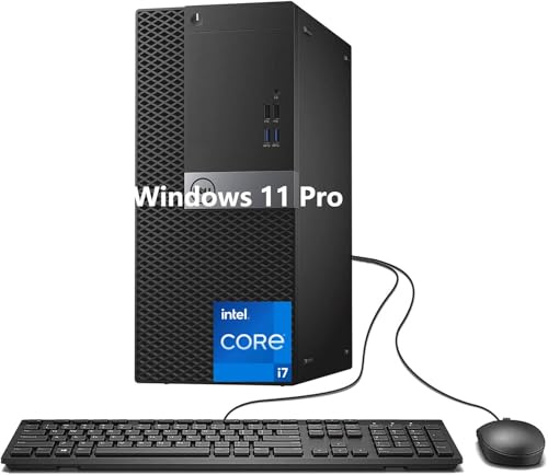 Dell Optiplex 7040 Mini Tour Ordinateur de Bureau, Intel Core i7-6700, 16 Go de RAM, SSD 256 Go, Wi-FI, Bluetooth, Clavier QWERTY Américain, Windows 11 Pro (Reconditionné)