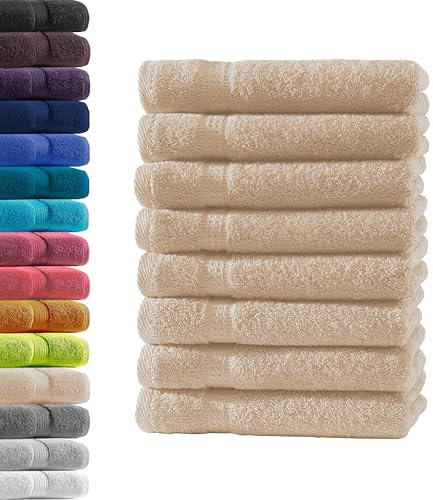 8X Gästetuch | Beige | 100% Baumwolle Frottier | Oeko-TEX® Standard 100 | Premium Qualität 500 g/m²