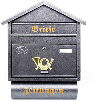 Pachurka & Dąże Großer Briefkästen XXL Zeitungsrolle Retro Design Antik Silber T3/T 0.8mm Stark