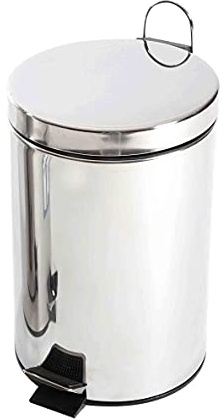 thesecrethome.es - Cubo de Basura con Pedal - Papelera de Acero Inoxidable - Capacidad de 7 litros - Papelera para Baño, Cocina, Oficina - Alto. 30 cm x Diámetro. Ø20,5 cm