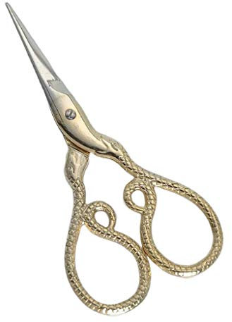 Hellery Europäische Vintage Schere Nähschere Stickschere Edelstahlschere Stoffschere Schneiderschere Schlangen-Griff für Stickerei, Golden