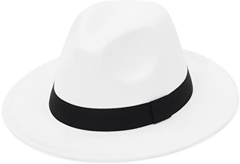 GEMVIE Herren Fedora Filzhut Damen Outdoor Gentleman Jazz Panamahut Weiß Umfang 59-60cm