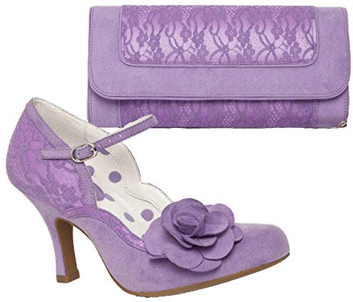 Ruby Shoo Women's Lilac Belle Divino Exclusive Josie Lace Mary Jane Pumps & Tirana Bag
