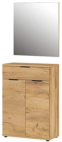 Germania 2-TLG. Garderoben-Set 8563-243 GW-Fremont, bestehend aus Schuhschrank und Spiegel, im Dekor Navarra-Eiche-Nb.