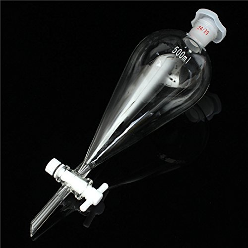 TuToy Imbuto Separatore A Forma Di Pera In Vetro Da Laboratorio Da 24/29 Ml Da 500 Ml Con Rubinetto In Ptfe