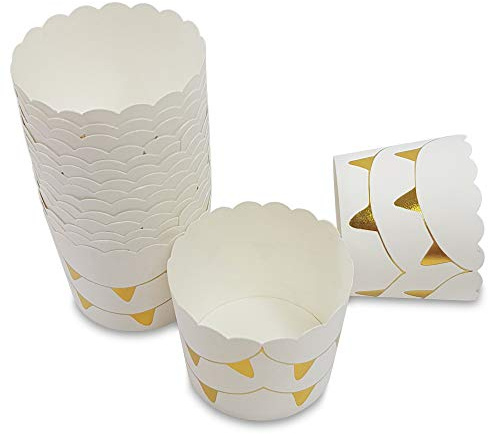 Frau WUNDERVoll® 50 MUFFIN BACKFORMEN Wimpelkette gold Durchmesser 6,1 cm/Muffinbackform, Muffinform, Backformen, Backförmchen, Cupcake Formen, Muffin Förmchen Papier