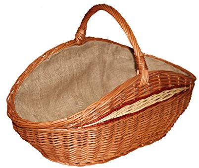 Holzkorb – Kaminholzkorb aus Weide – Kaminkorb mit Juteeinlage – Großer und stabiler Tragekorb – Weidenkorb zur Aufbewahrung – Dekorativer Kaminholzkorb – Maße (L) 68 x (B) 39 x (H) 24/40 cm