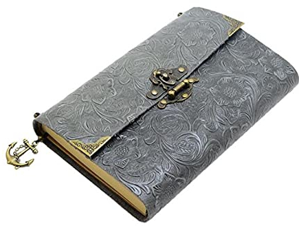 JUNMIN Top-Layer-Rindsleder-Reise-Notepad-Retro-Leder-Notebook-Lose-Blatt-Tagebuch mit Schloss (Color : Gray)