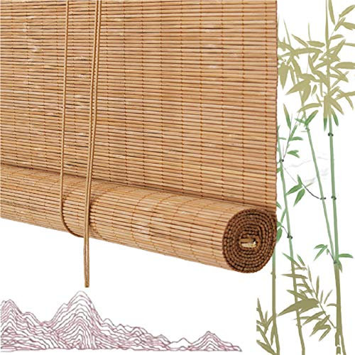 X1NGFU Natürliche Bambus-Rollo,Raffrollo Außen,Lichtfilter Bambus-Rollo,Bambusjalousien Rollläden Mit Haken,Sonnenschutz Und Sichtschutz Rollo,für Fenster Und Türen,Balkon,Anpassbar (50x80cm/20x32in)