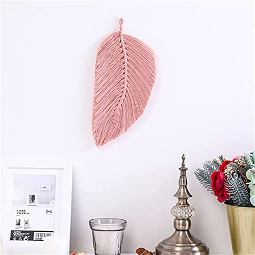RAILONCH 2 Stück Makramee Wandbehang Boho Deko, Blatt Wandteppich Gewebte Tapisserie, Tapestry Wandteppiche für Schlafzimmer Wohnzimmer Dekoration (Rosa)