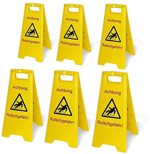 BRB 6er-Set Warnschild Achtung Rutschgefahr, Aufstellhöhe 600 mm