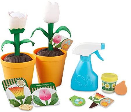 Melissa & Doug- Let’s Explore Set da Gioco Giardinaggio con Fiori Che Cambiano Colore (16 Pezzi), Bianco, OSFA, 30828