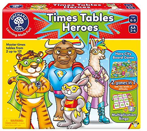 Orchard Toys Moose Games Times Tables Heroes. an exciting Multiplication Game, Superhero Play. for Ages 6-9 and for 2-4 Players