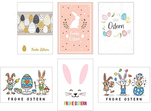 Edition Seidel Set 6 Premium Osterkarten mit Umschlag (Doppelkarten Klappkarten Glückwunschkarten) Karte Postkarte Ostern (SW02)
