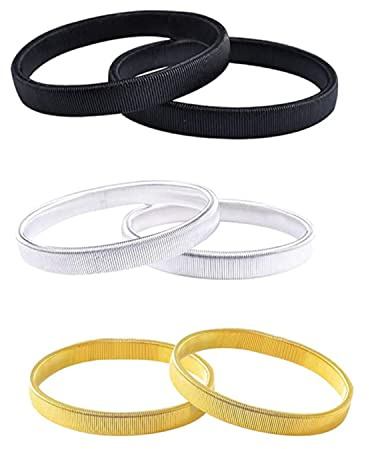 Bessy shop Ärmelhalter,3 Paar Anti Rutsch Armband Ärmelhalter Sleeve Holders Stretch Metallarmbänder zum Fixieren von Langen Ärmeln Hemd für Kellner Damen Herren Schwarz Gold Silber