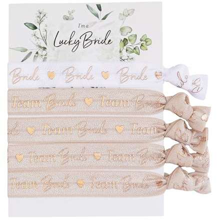 heaven+paper JGA 5 Armbänder Set Team Bride/Braut als Accessoire Deko zum Junggesellinnenabschied für Frauen zur Hochzeit weich & hochwertig