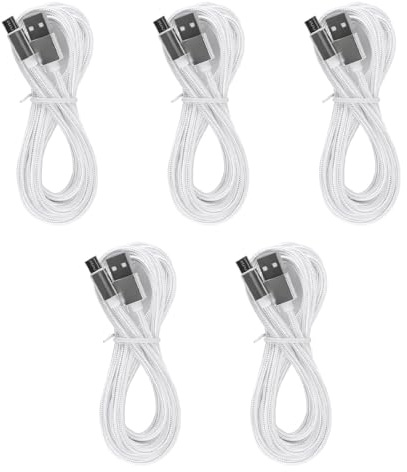 ZONADAH Pack de 5 cables USB C 2M, cable de carga rápida negro trenzado USB a tipo C cable de 2 metros compatible con Note 9/10, S20/S10/S9/S8/A40/A70 P30/P20