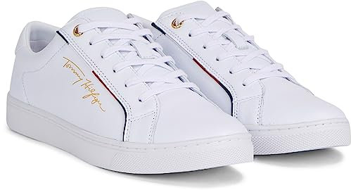 Tommy Hilfiger Damen Cupsole Sneaker Tommy Signature Schuhe, Weiß (White), 38 EU